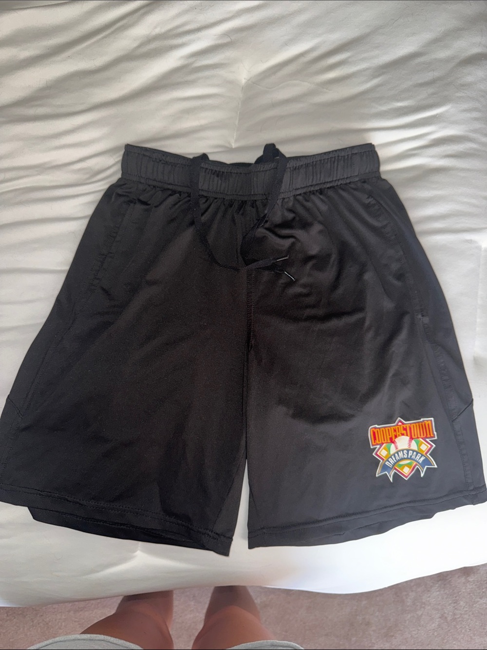 CoopersTown Black Kids' Athletic Shorts with Logo